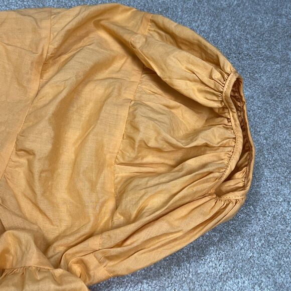 NWT HYFVE Woman's Orange Babydoll Blouse Ruffled Crop Top M lantern sleeve‎ - Picture 7 of 11